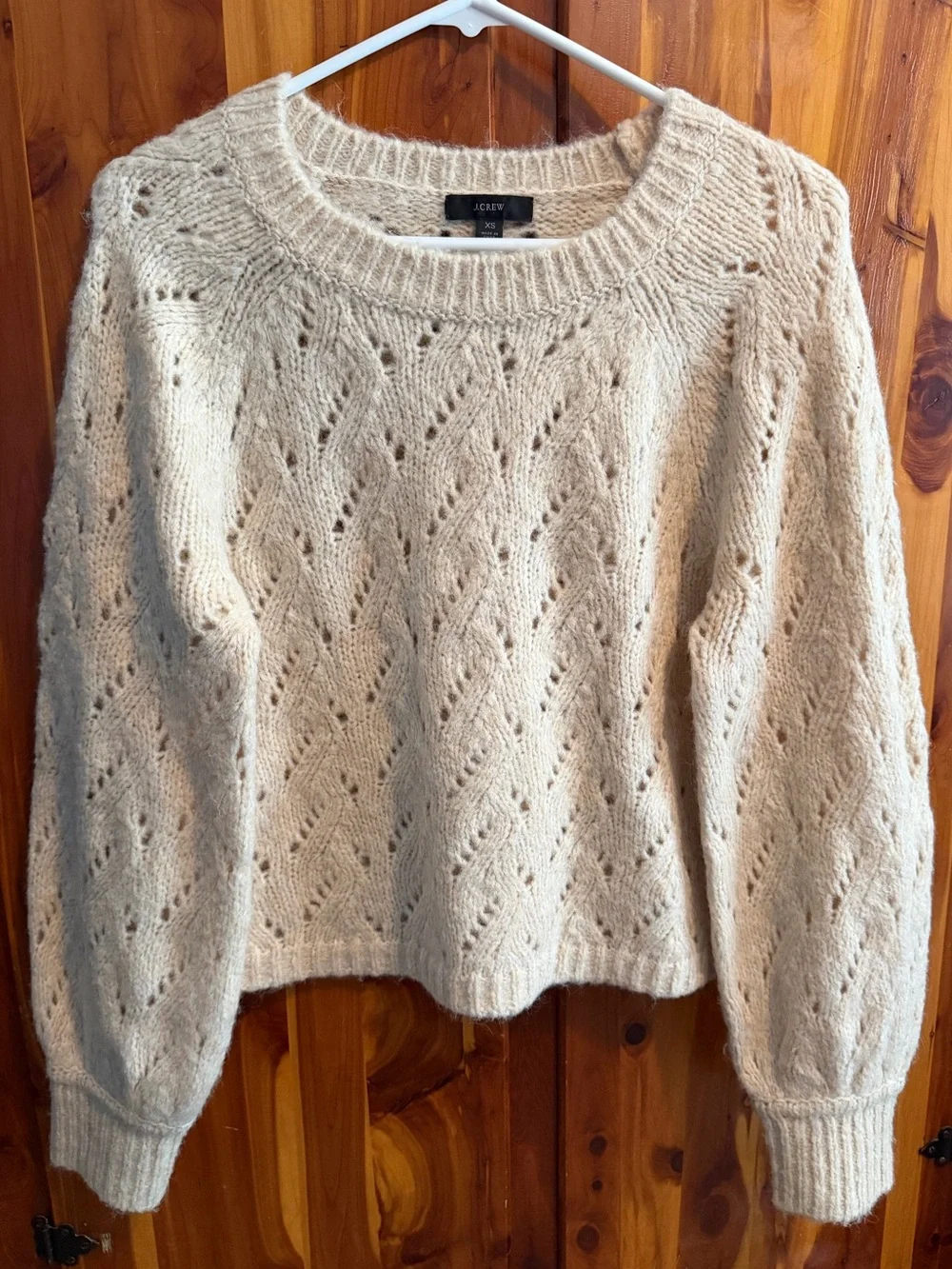 J. Crew Pointelle Crewneck Sweater Ivory size XS